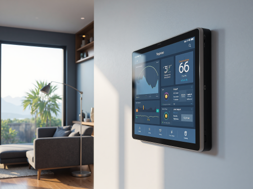 Smart home control panel and connected devices, modern technology setup